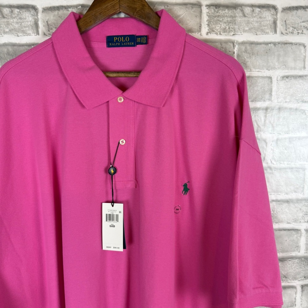 Polo Ralph Lauren Mens Hot Pink Cotton Pique Short Sleeve Polo Shirt 5XB NWT